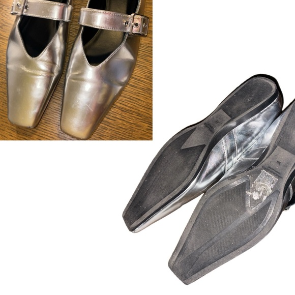 Pointed elongated metallic silver mary jane wioletta flats by vagabond - Picture 3 of 3